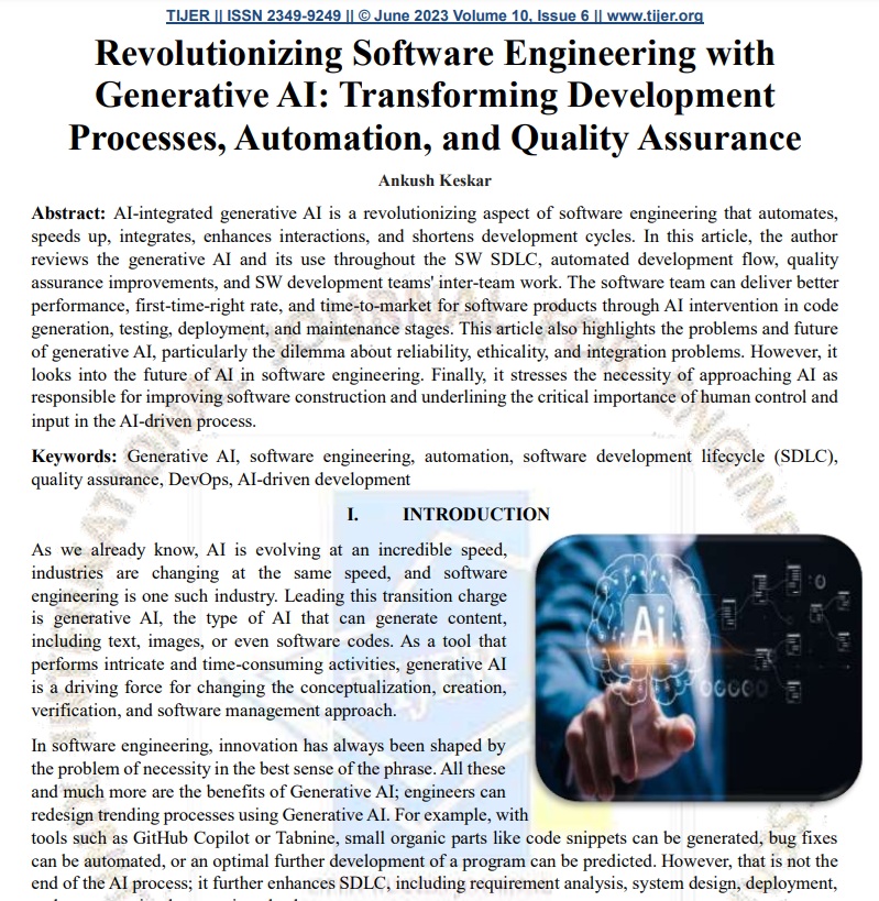 Article: Revolutionizing Software Engineering with Generative AI: Transforming Development Processes, Automation, and Quality Assurance